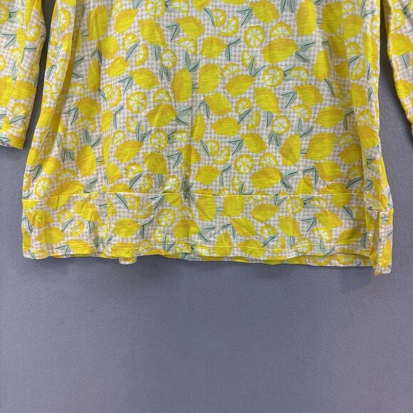 Lands End Slub Jersey 3/4 Sleeve Top Lemon Print SZ Medium 10-12 Summer, Comfort - Picture 3 of 10